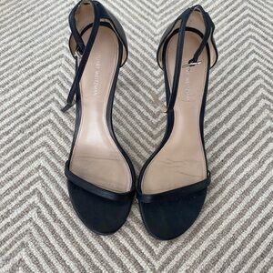 Stuart Weitzman Black Open-Toe Ankle-Strap Heels